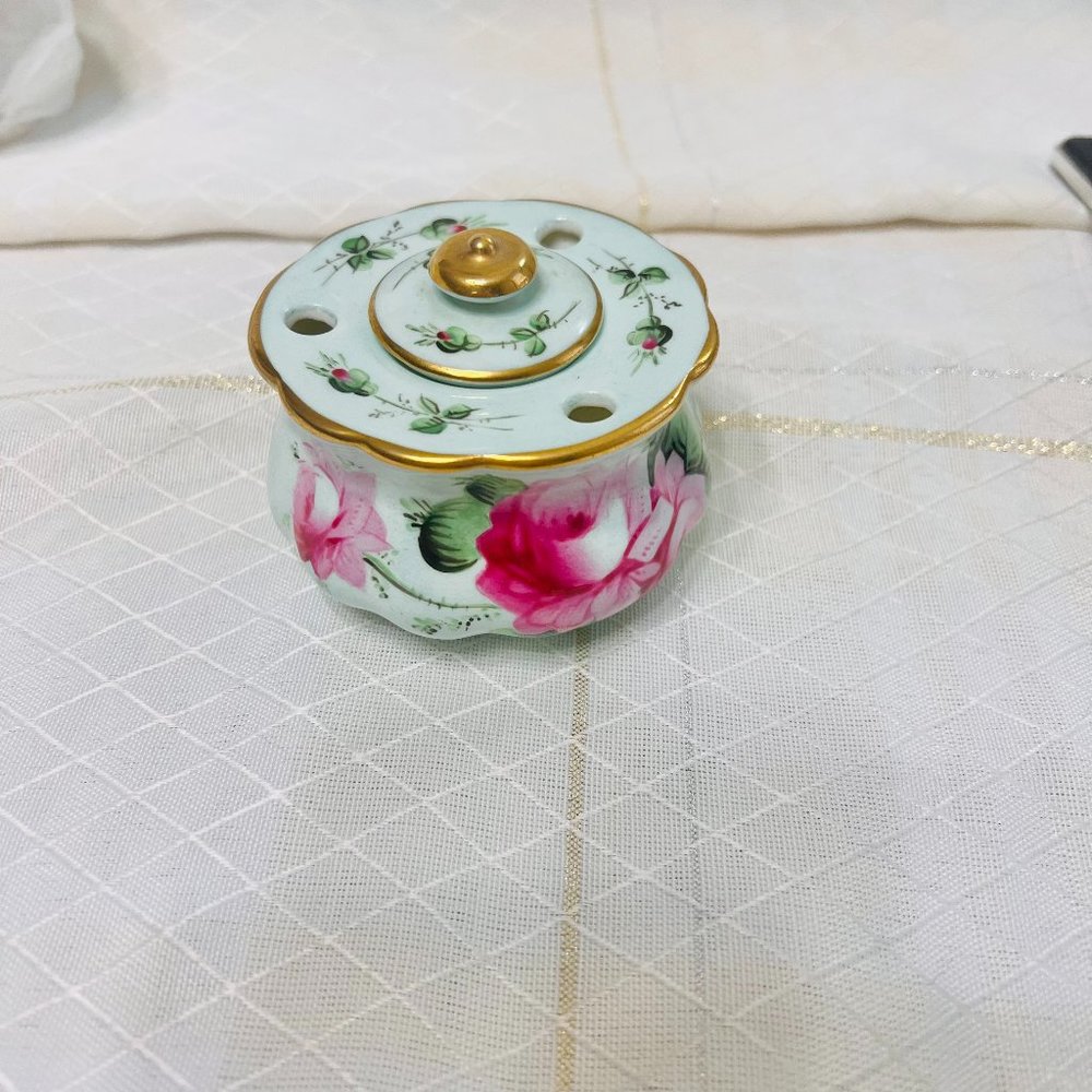 Vintage Porcelain English Ink Well, Multi Use Dish, Pen Holder